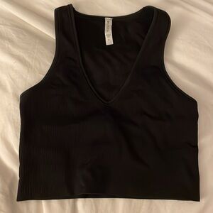 Athleta Ribbed Crop Tank Vneck Racerback Ascend Small workout top sports bra